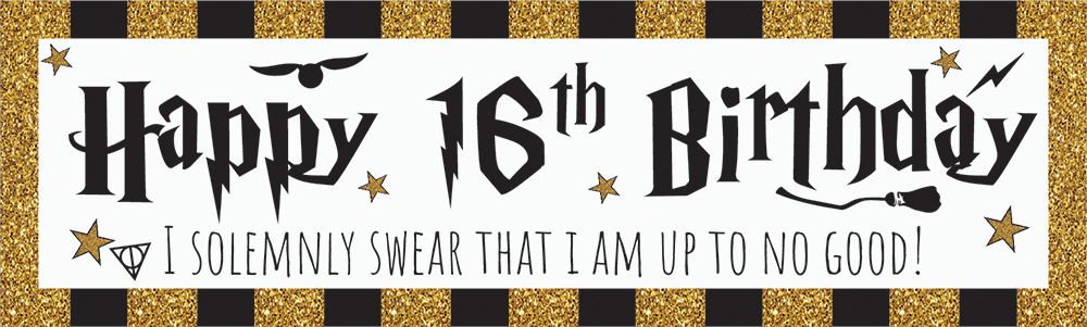 Happy 16th Birthday Banner - Wizard Witch Design