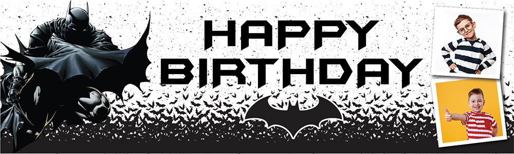 Personalised Happy Birthday Banner - Batman Superhero - 2 Photo Upload