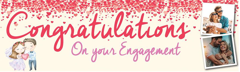 Personalised Engagement Party Banner - Congratulations - 2 Photo Upload