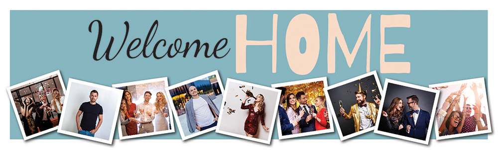 Personalised Welcome Home Banner - Blue - 9 Photo Upload
