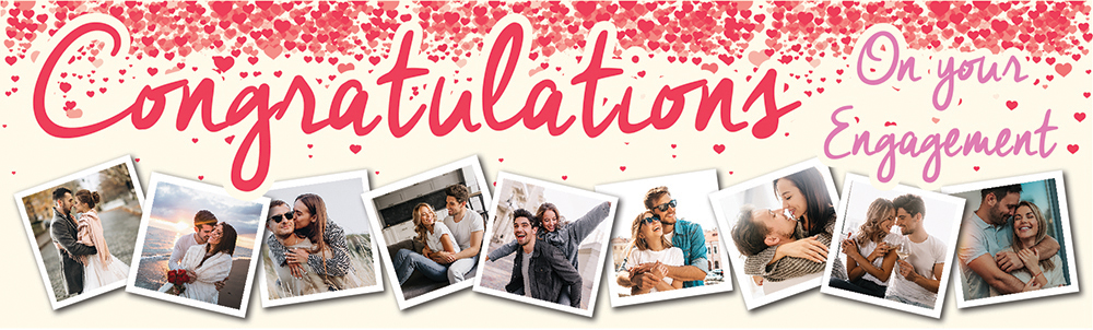 Personalised Engagement Party Banner - Congratulations - 9 Photo Upload