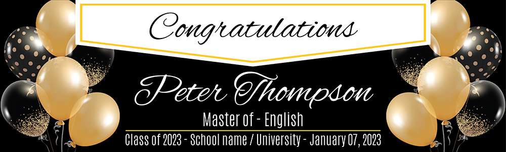Personalised Graduation Banner - Congratulations - Custom Name & Text
