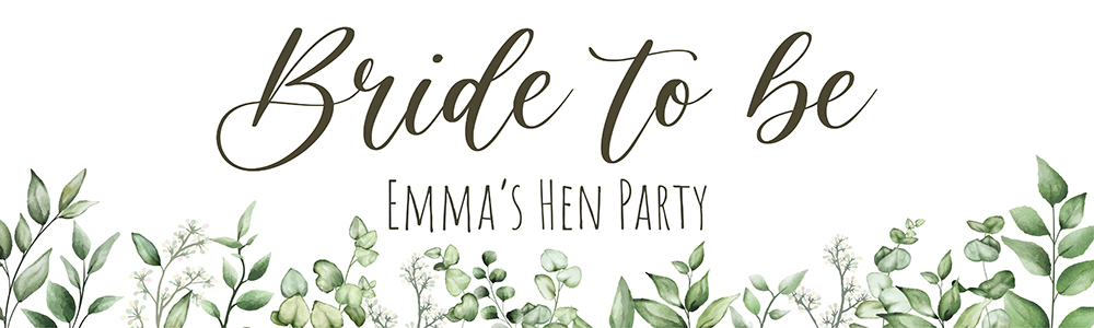 Personalised Hen Do Banner - Bride To Be Green Floral - Custom Name