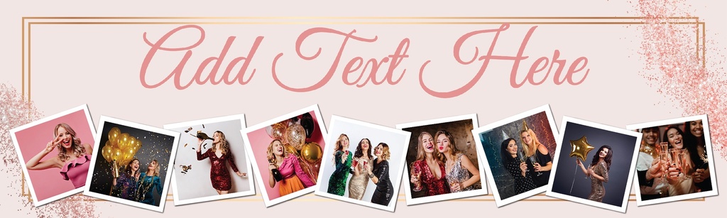 Hen Do Banner - Pink Party - Custom Text & 9 Photo Upload