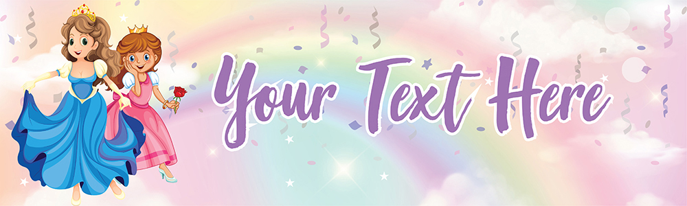 Personalised Birthday Banner - Rainbow Princess - Custom Text