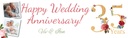 Personalised 35th Wedding Anniversary Banner - Floral Design - Custom Text & 2 Photo Upload
