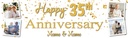 Personalised 35th Wedding Anniversary Banner - Gold Design - Custom Name & 4 Photo Upload