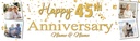 Personalised 45th Wedding Anniversary Banner - Celebration Design - Custom Text & 4 Photo Upload