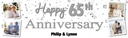 Personalised 65th Wedding Anniversary Banner - Silver Design - Custom Name & 4 Photo Upload