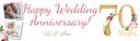 Personalised 70th Wedding Anniversary Banner - Floral Design - Custom Text & 2 Photo Upload
