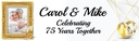 Personalised 75th Wedding Anniversary Banner - Gold Rings - Custom Name & 1 Photo Upload