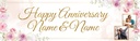 Personalised Anniversary Banner - Pink Floral - Custom Text & 2 Photos