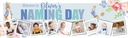 Personalised Baby Naming Day Banner - Blue Rabbit Welcome - Custom Name & 9 Photo