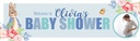 Personalised Baby Shower Banner - Blue Rabbit Welcome - Custom Name & 1 Photo Upload