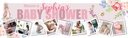 Personalised Baby Shower Banner - Pink Rabbit Floral Welcome - Custom Name & 9 Photo Upload