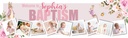 Personalised Baptism Banner - Pink Rabbit - Custom Name & 9 Photo Upload