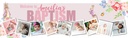 Personalised Baptism Banner - Pink Rabbit Floral Welcome - Custom Name & 9 Photo