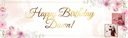 Personalised Birthday Banner - Floral Roses - Custom Name & 2 Photo Upload