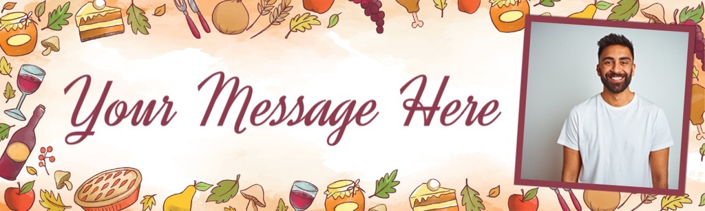 Personalised Birthday Banner - Food & Wine - Custom Text & 1 Photo Upload