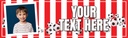 Personalised Birthday Banner - Football Red & White Stripes - Custom Text & 1 Photo Upload