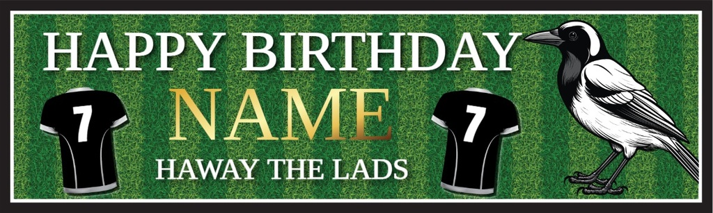 Personalised Birthday Banner - Newcastle Football - Custom Text