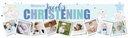 Personalised Christening Banner - Blue & Cute Elephant - Custom Name & 9 Photo