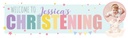 Personalised Christening Banner - Bunny & Stars - Custom Name & 1 Photo Upload