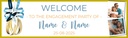 Personalised Engagement Party Banner - Gold Rings - Custom Name, Date & 2 Photo Upload