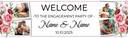 Personalised Engagement Party Banner - Pink Roses - Custom Text & 4 Photo Upload