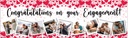 Personalised Engagement Party Banner - Red Heart Design - Custom Name & 9 Photo Upload