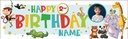 Personalised Happy 2nd Birthday Banner - Jungle Animals - Custom Name & 1 Photo Upload