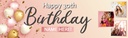 Personalised Happy 30th Birthday Banner - Pink - Custom Name & 3 Photo Upload