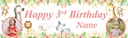 Personalised Happy 3rd Birthday Banner - Baby Safari Animals - Custom Name & 2 Photo Upload