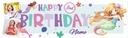 Personalised Happy 3rd Birthday Banner - Mermaid - Custom Name & 2 Photo Upload