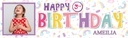 Personalised Happy 3rd Birthday Banner - Rainbow Party - Custom Name & 1 Photo Upload
