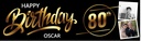 Personalised Happy 80th Birthday Banner - Black & Gold - Custom Name & 2 Photo Upload
