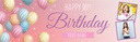 Personalised Happy 90th Birthday Banner - Balloons - Custom Name & 2 Photo Upload
