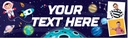Personalised Happy Birthday Banner - Astronaut & Planets Space - Custom Text & 2 Photo Upload