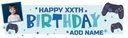 Personalised Happy Birthday Banner - Blue Gaming - Custom Name & 1 Photo Upload