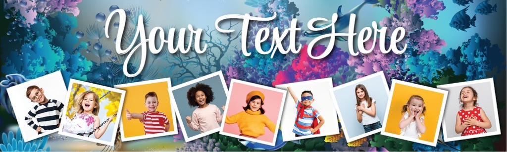 Personalised Happy Birthday Banner - Coral Reef - 9 Photo Upload