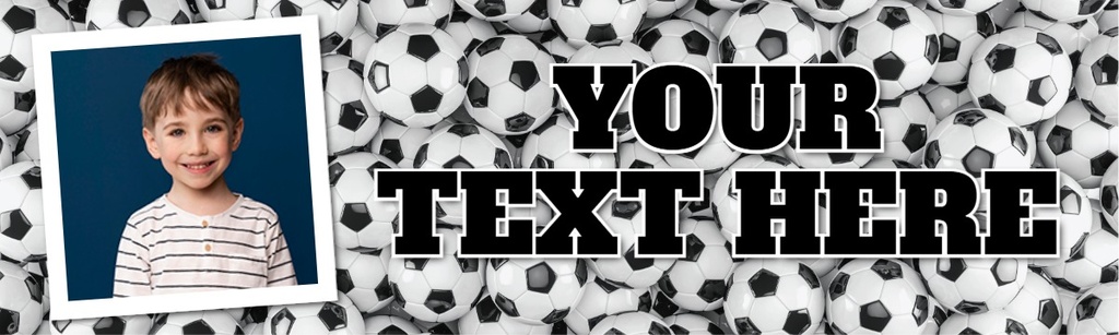 Personalised Happy Birthday Banner - Football Background - Custom Text & 1 Photo Upload