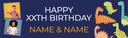 Personalised Happy Birthday Banner - Fun Dinosaur Twins - Custom Name & 2 Photo Upload