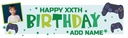 Personalised Happy Birthday Banner - Green Gaming - Custom Name & 1 Photo Upload