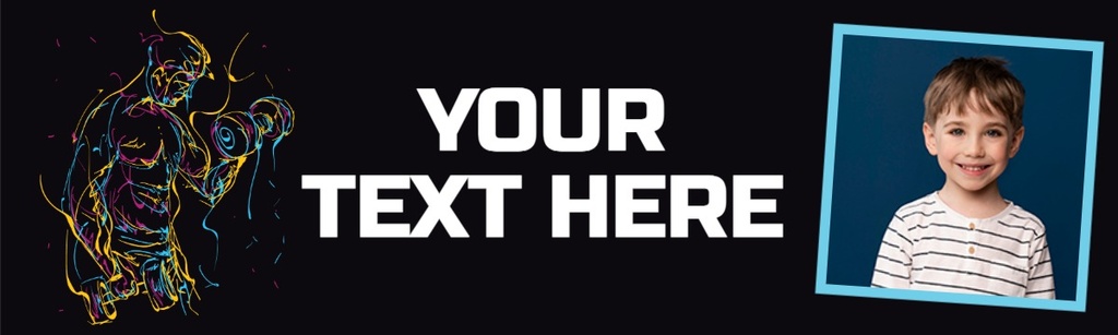 Personalised Happy Birthday Banner - Gym - Custom Text & 1 Photo Upload