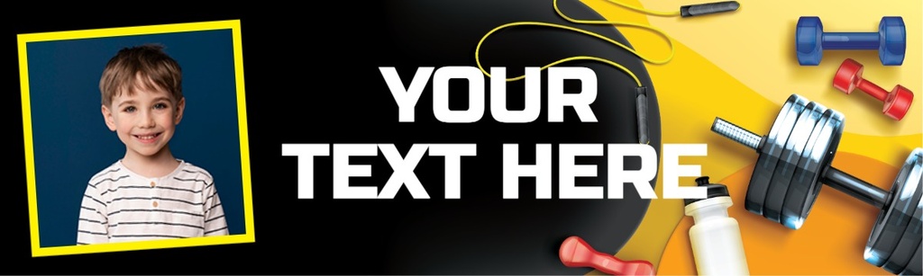 Personalised Happy Birthday Banner - Gym Work Out- Custom Text & 1 Photo Upload