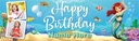 Personalised Happy Birthday Banner - Little Mermaid - Custom Name & 2 Photo Upload