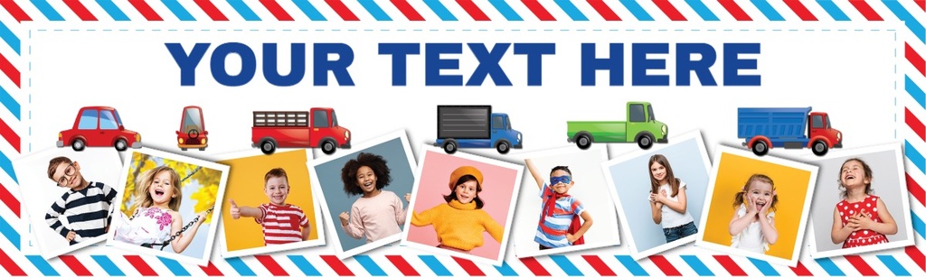 Personalised Happy Birthday Banner - Lorry & Truck - Custom Name & 9 Photo Upload