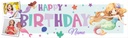 Personalised Happy Birthday Banner - Mermaid Party - Custom Name & 2 Photo Upload