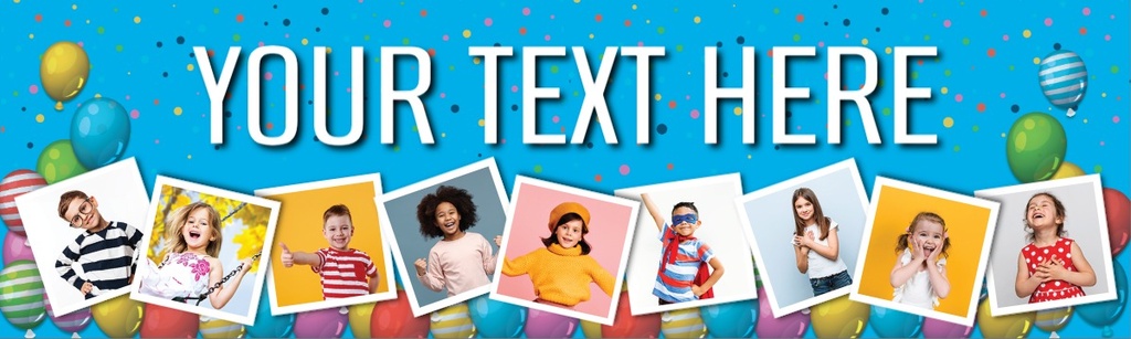 Personalised Happy Birthday Banner - Party Balloons - 9 Photo Upload