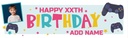Personalised Happy Birthday Banner - Pink Gaming - Custom Name & 1 Photo Upload